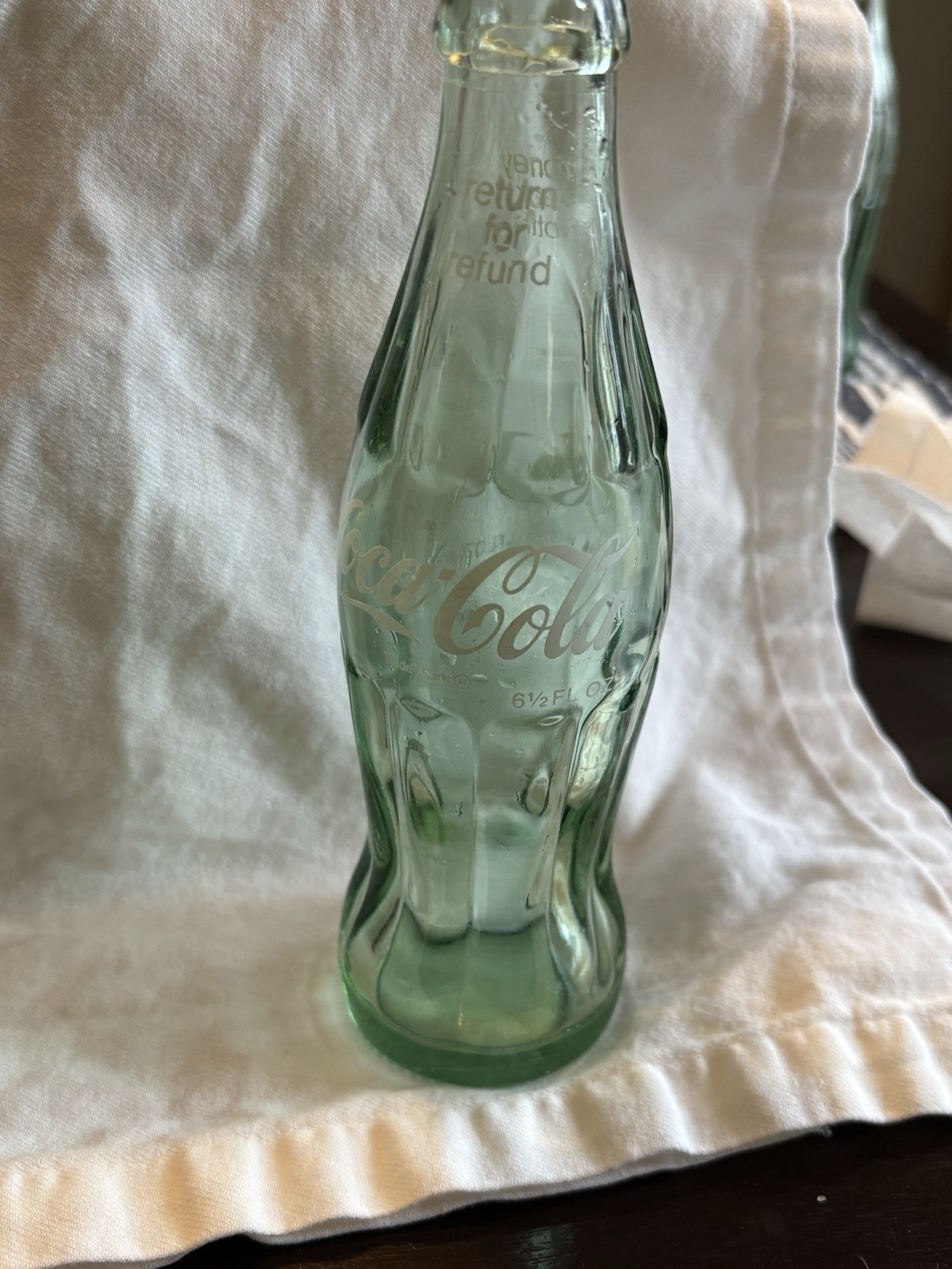 Vintage Coca-Cola 6.5oz Money Back Bottle 1960s ACL Glass Return Refund Coke