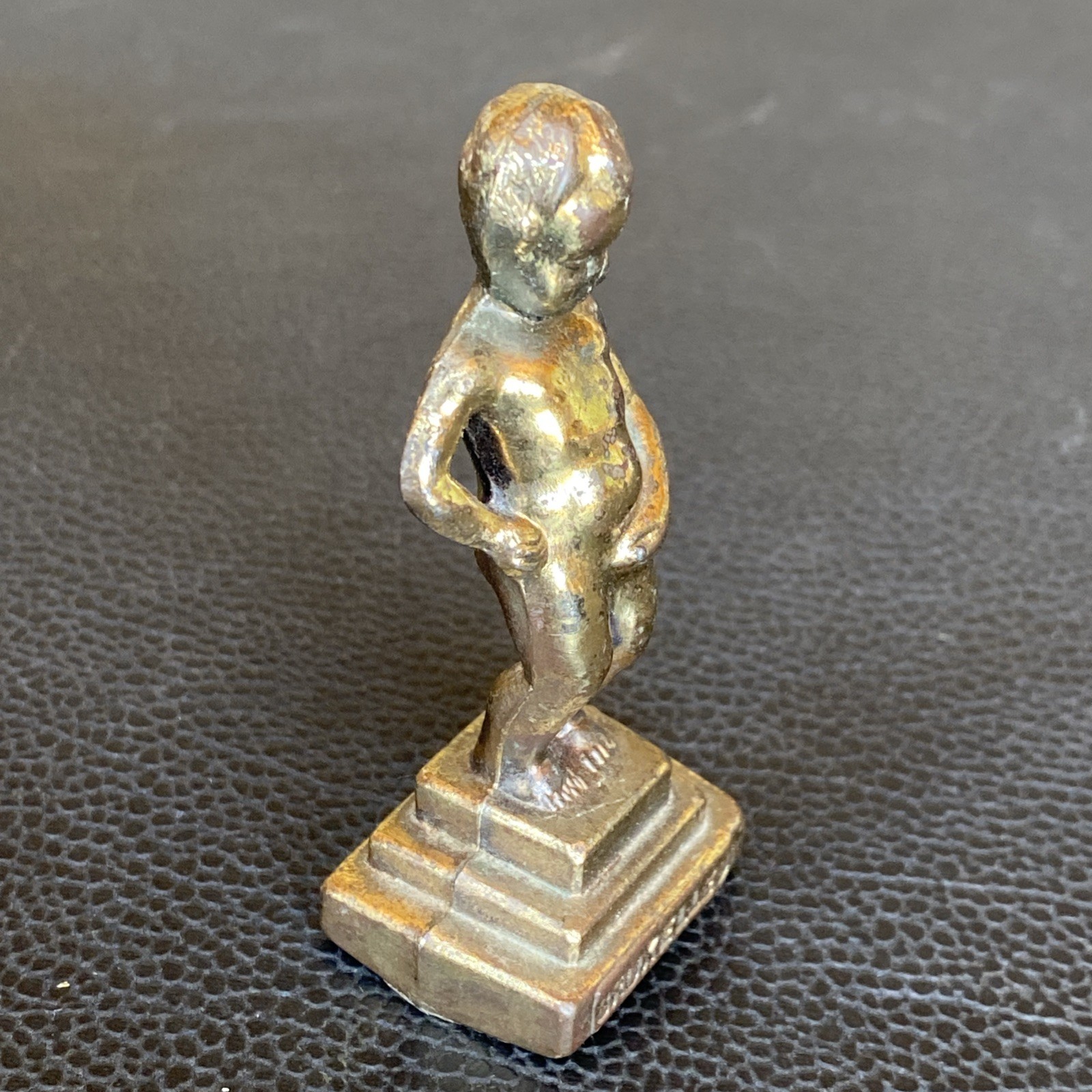Vtg SMALL Cast Pot Metal FIGURINE STATUE Bruxelles PEEING BOY OF BRUSSELS 3”