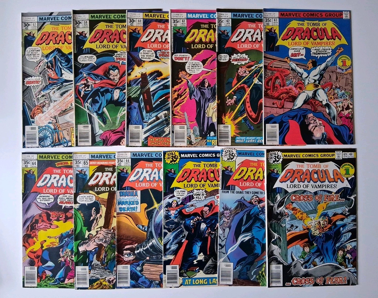 The Tomb of Dracula Run 12 Issues From 57-69(no 58) FN avg. see description