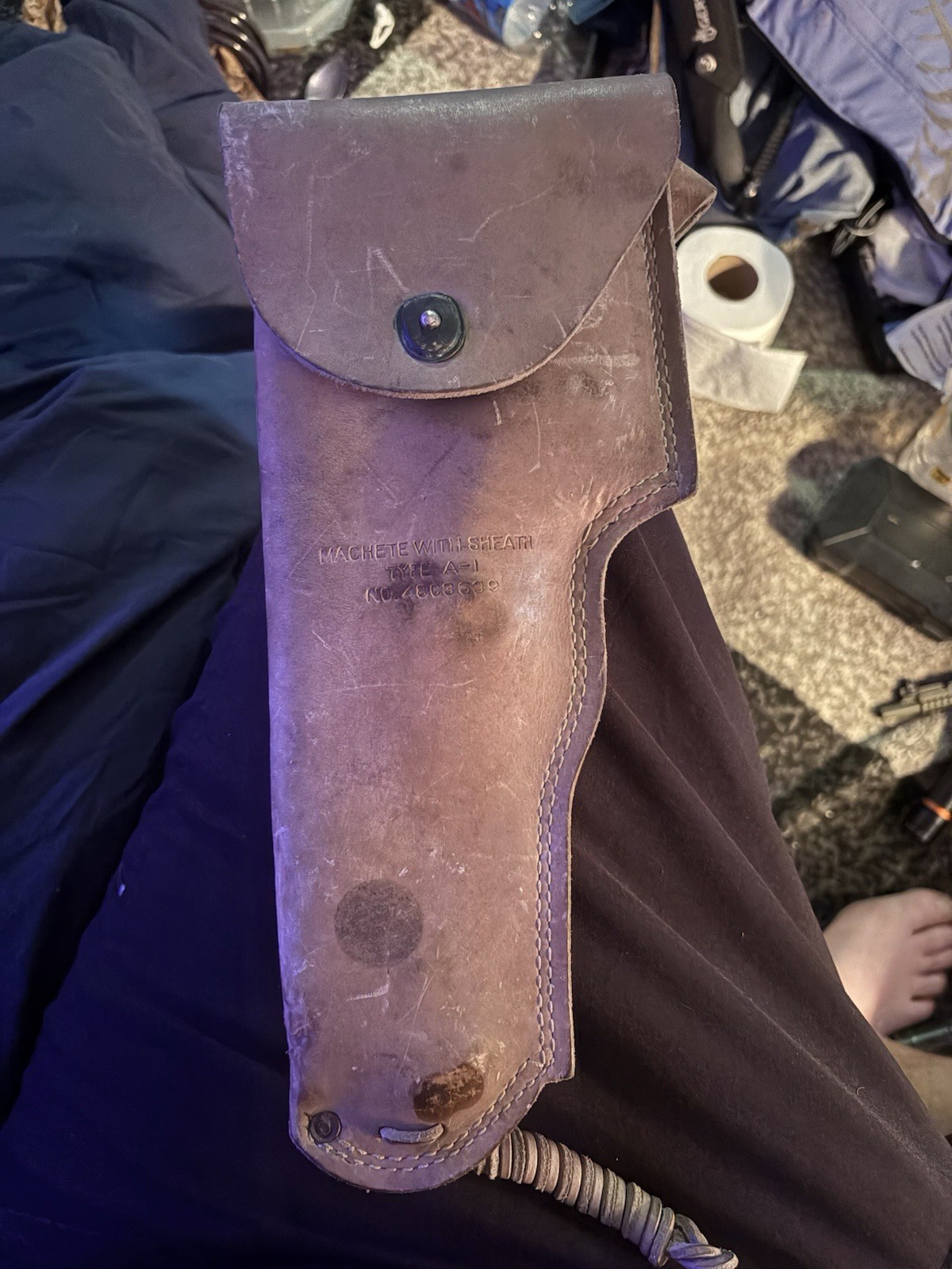 Folding Machete Leather Sheath Type A-1 World War Two Era