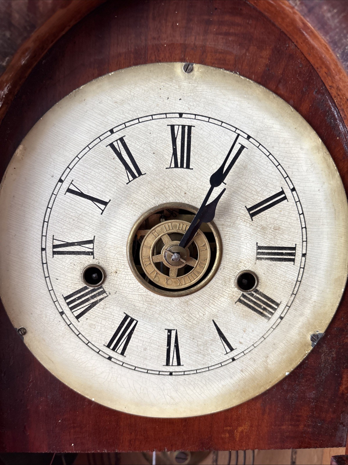 J-Antique Ansonia Beehive Clock With Frosted Glass C. 1882 Runs Well