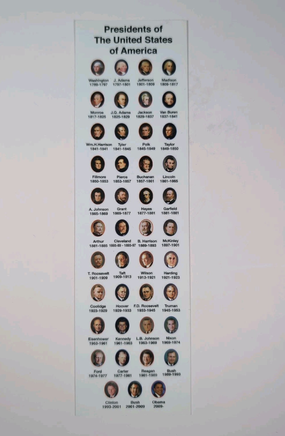 Bookmark – Presidents of the United States of America -Pics Washington To Obama