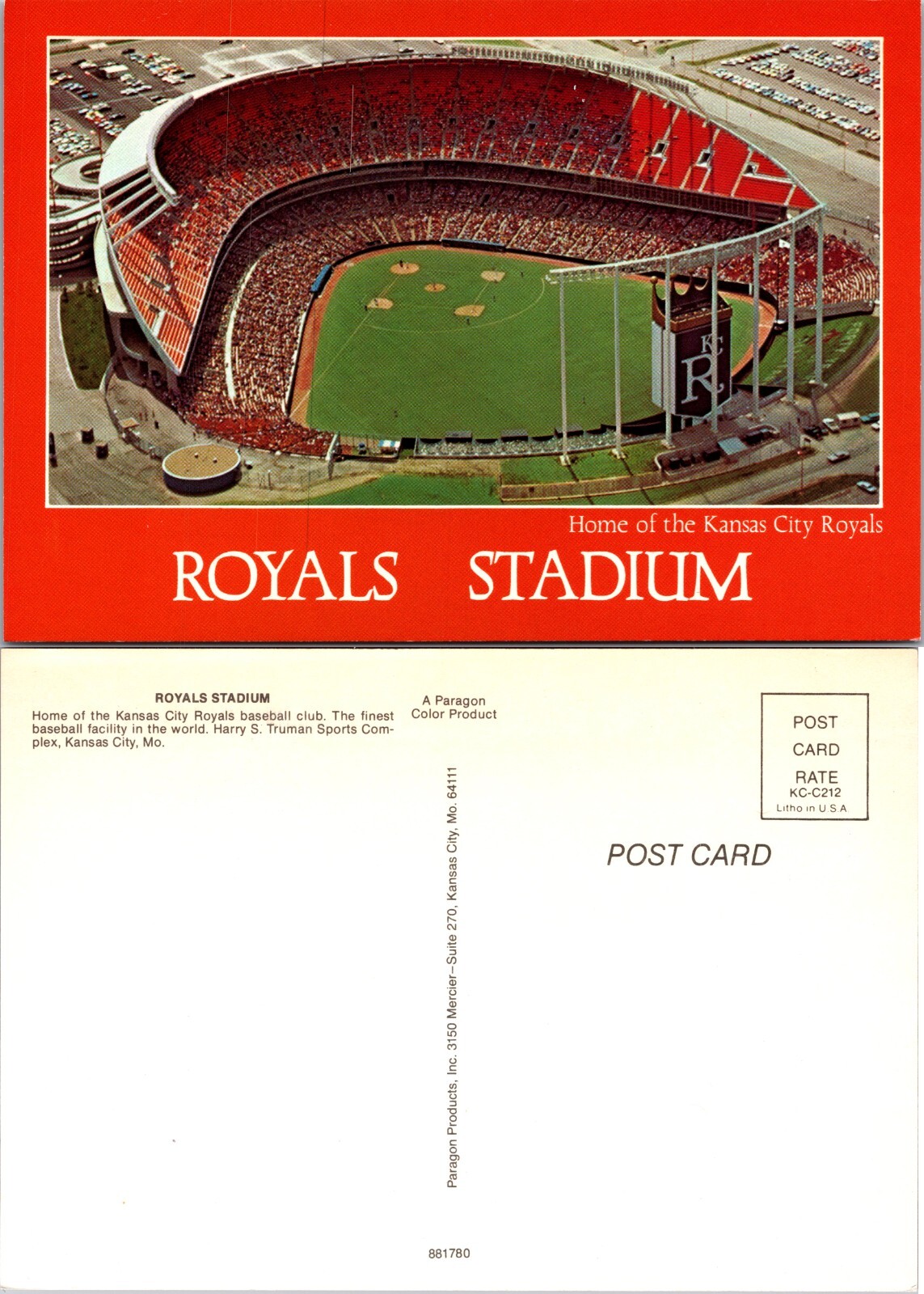 Continental Royals Stadium Kansas City MO Postcard