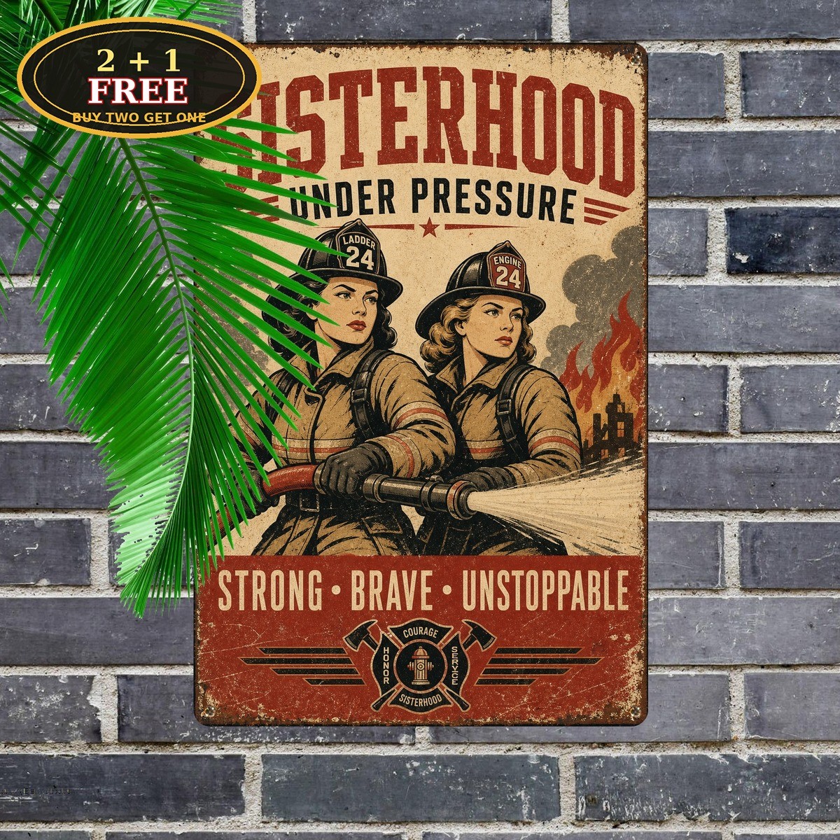 Unique Firefighter Tribute Hero Metal Sign Vintage Station Garage Wall Plaque