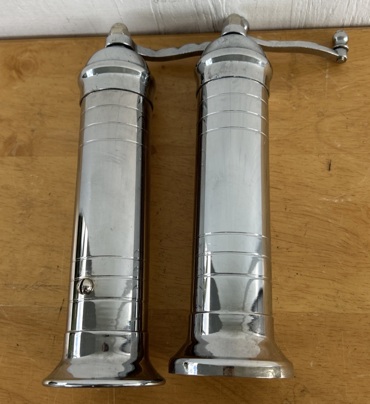 Salt & Pepper Mill Chrome Plated Brass Alexander Premium Greek 8 inch CLEAN