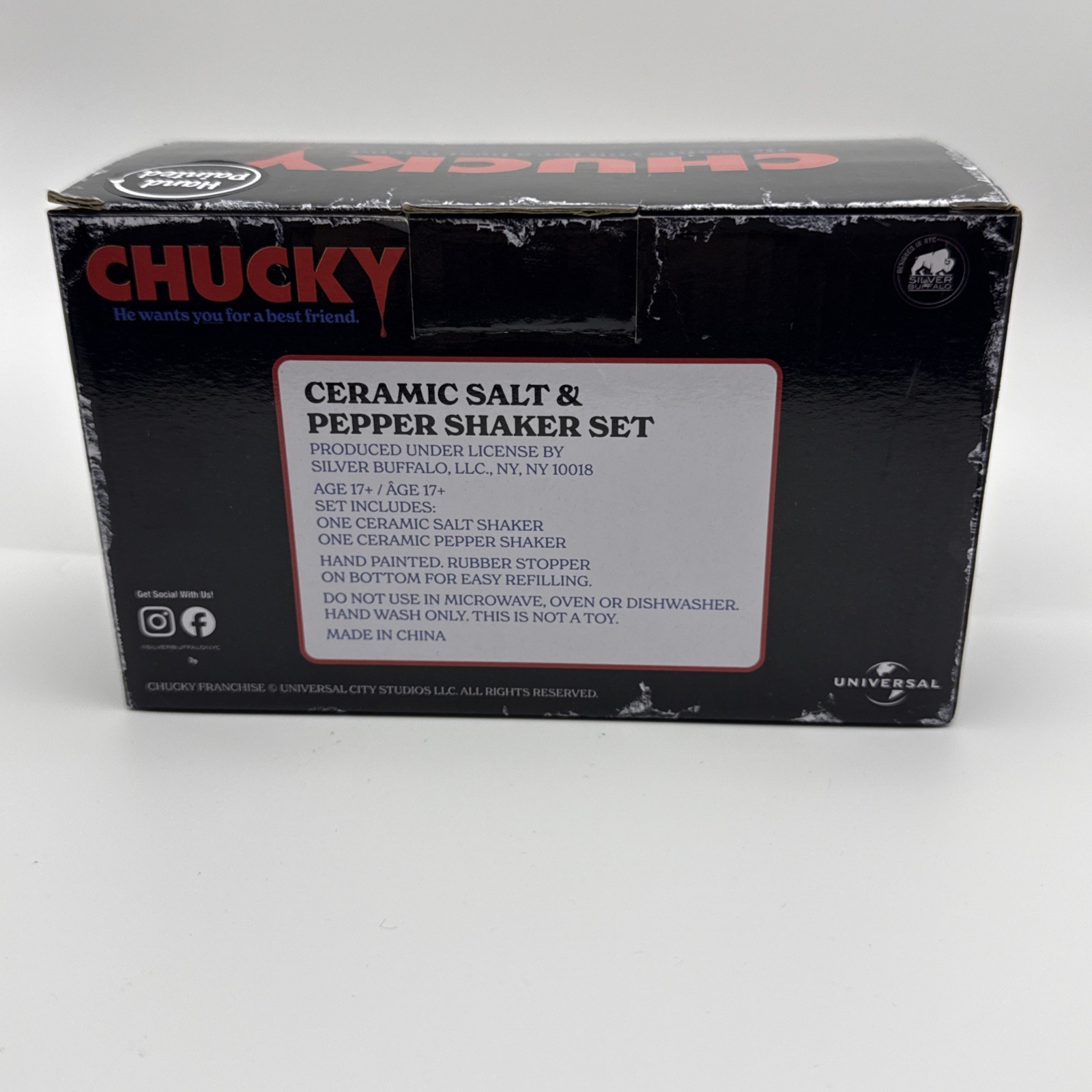 Chucky Tiffany Ceramic Salt & Pepper Shaker Set Halloween Horror Silver Buffalo