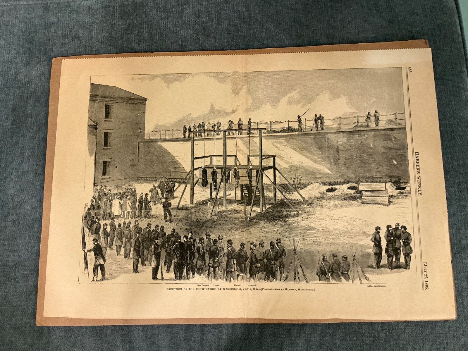 Abraham Lincoln Assassination Conspirators Execution Engraving Harpers Weekly