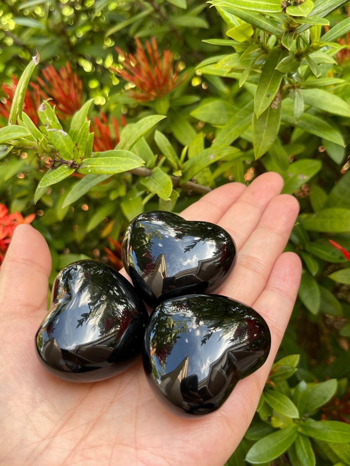 Large Black Obsidian Heart, 2″ Polished Black Obsidian Puffy Heart, Worry Stones