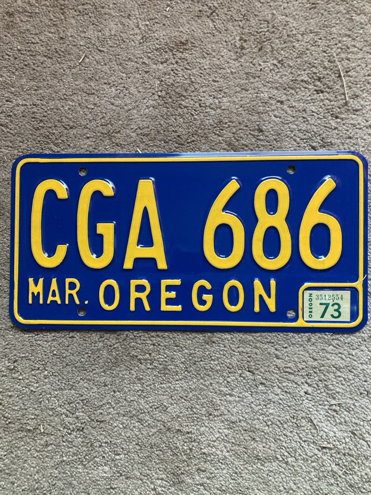 1973 Oregon License Plate – CGA 686 – Very Nice Natural!