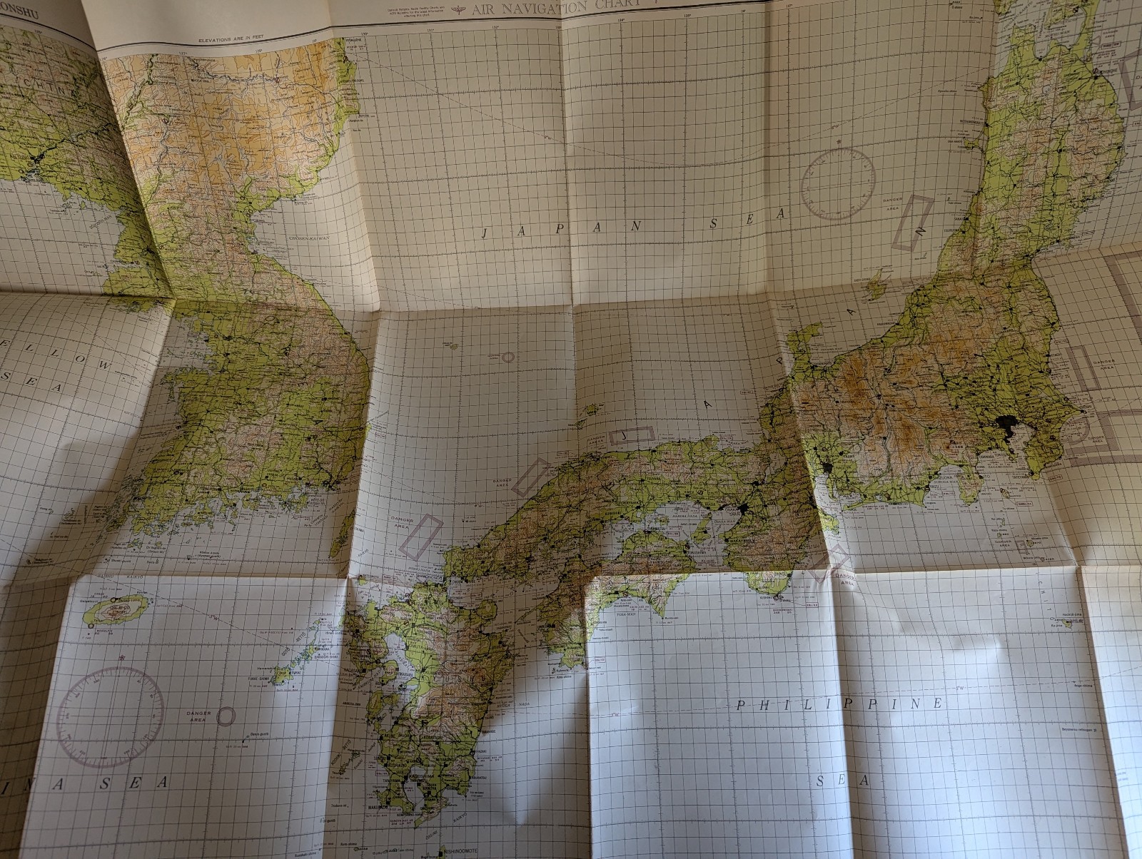 Korean War USAF Air Navigation Chart Korea Honshu (AN134) Restricted June 1951