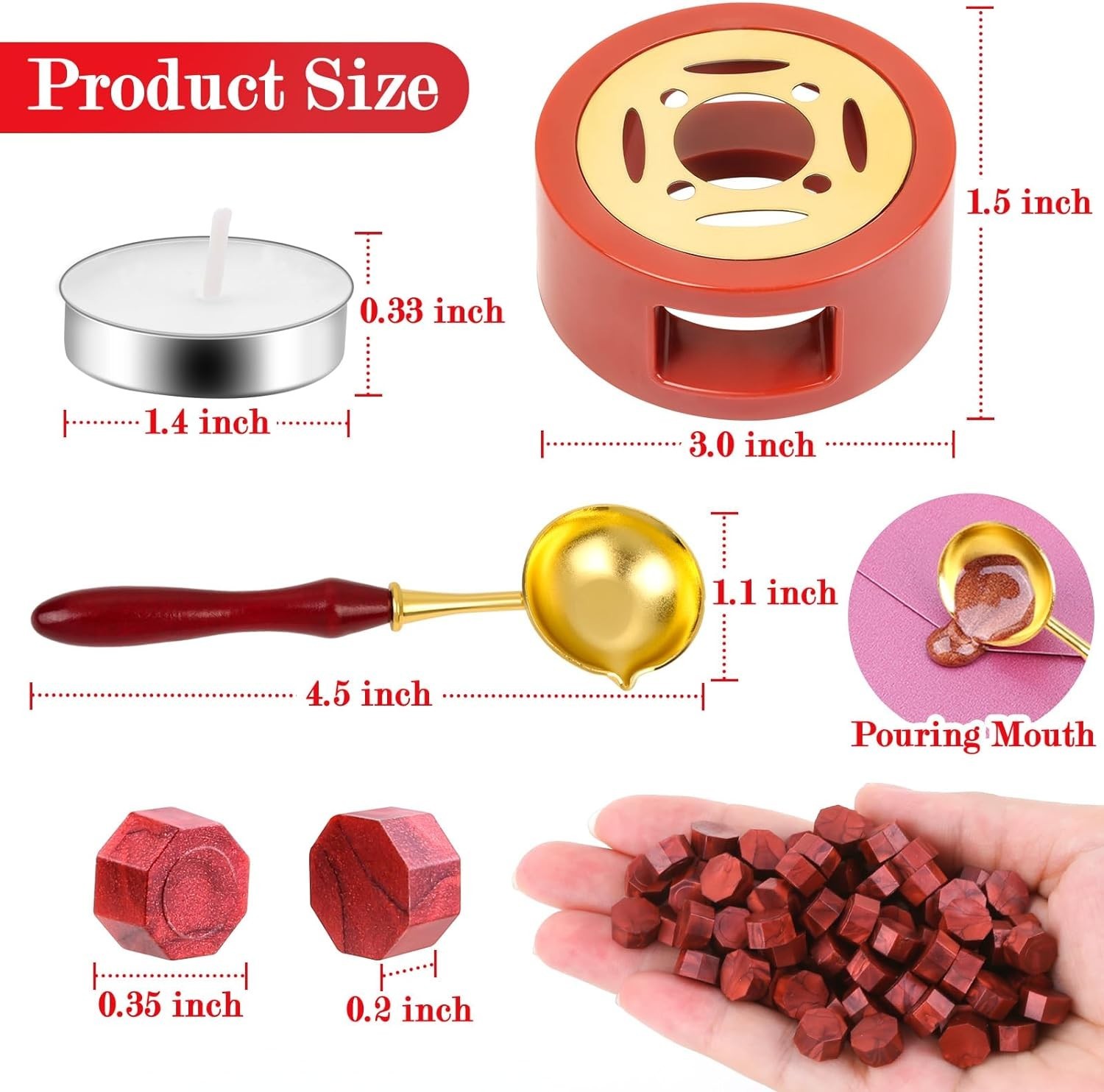 Red Wax for Letters Stamp Seals, 312Pcs Stamp Wax Kit with Red Wax Seal Beads