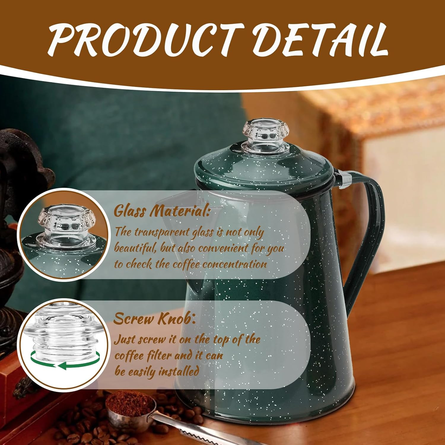 Coffee Percolator Pot Glass Knob Top Replacement for Coleman, Gsi, Eurolux, Stan
