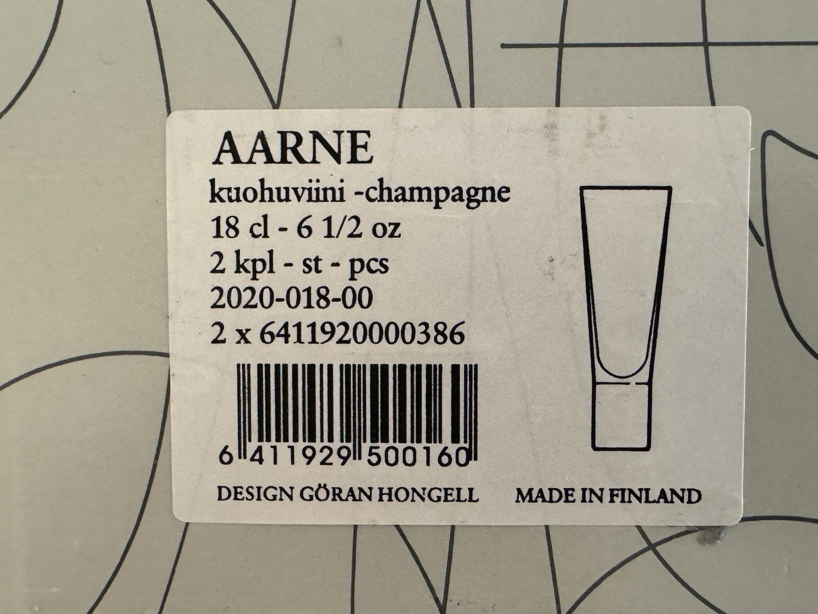 IITTALA “AARNE” GÖRAN HONGELL – Set of Four Boxed Champagne Flutes FINLAND