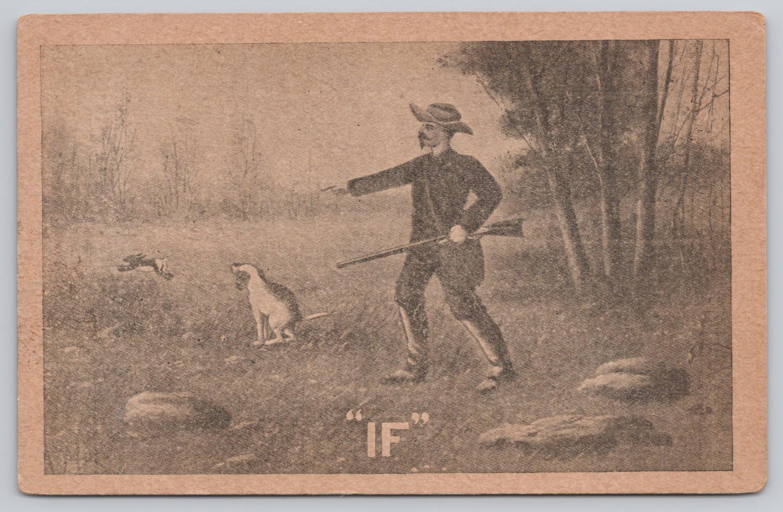 Hunter With Dog Rabbit IF The Dog Hadn’t Stop To Field Undivided Back Postcard