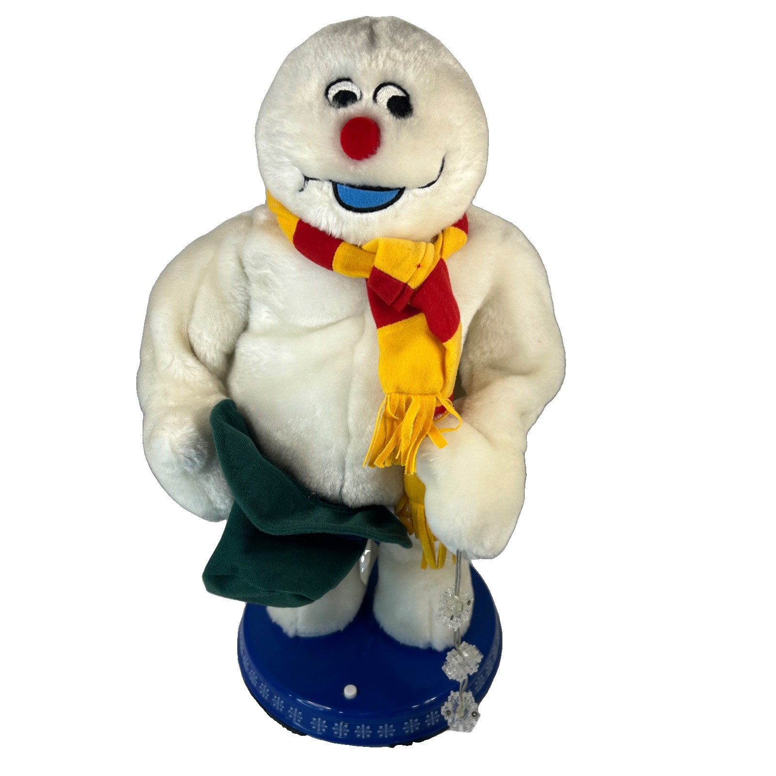 Gemmy Frosty Snowman Spinning Snowflake Animated Sings Flawed VIDEO READ
