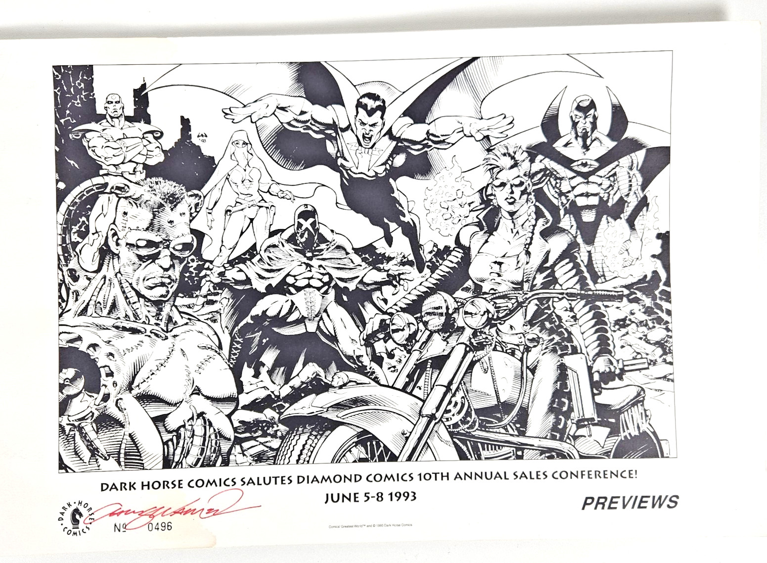 1993 Dark Horse Diamond Conference Promo Print Signed Chris Warner #0496