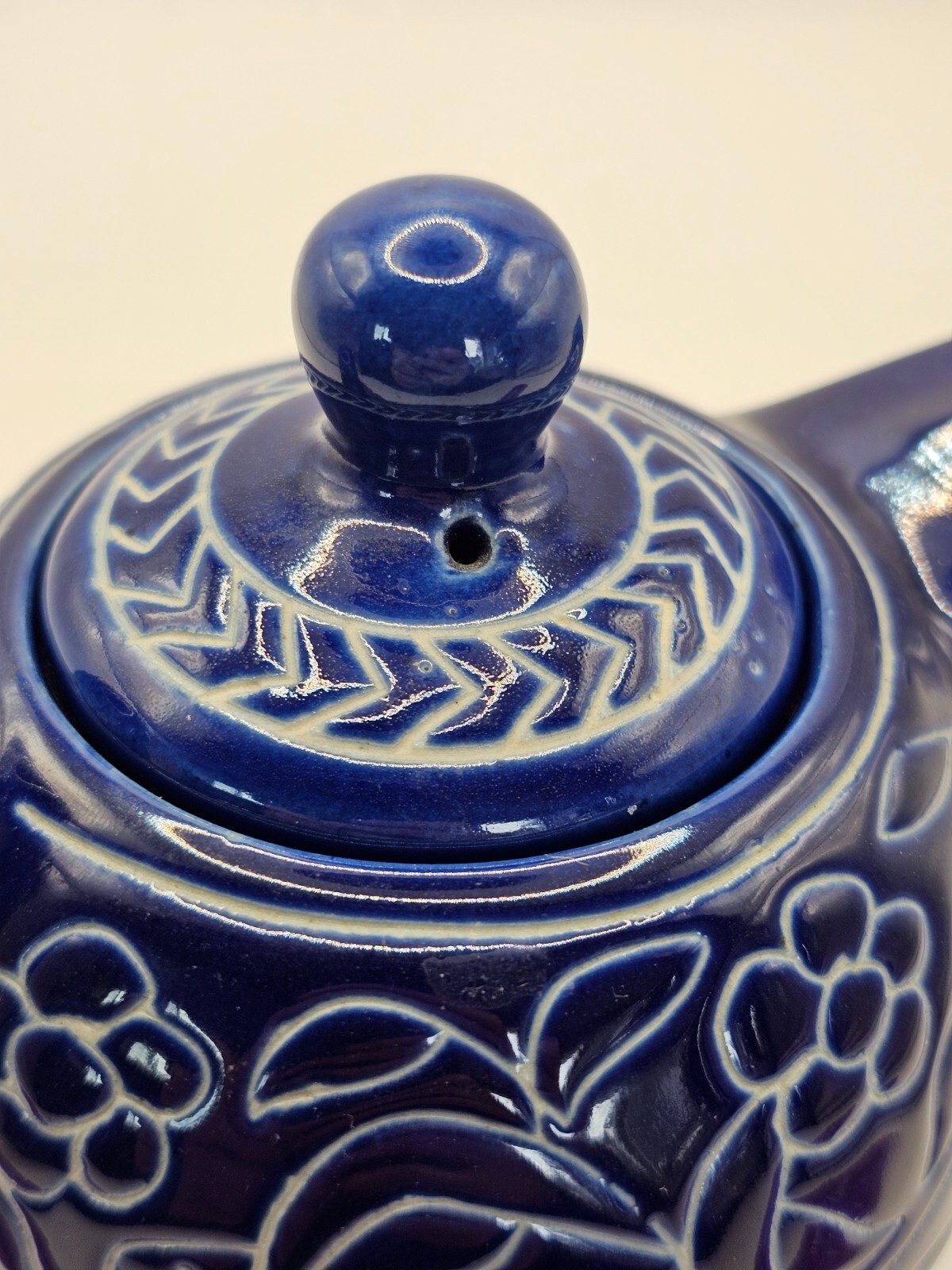 Vintage Jaipur Blue Pottery Teapot Flowers Desert Sands – Indian Ceramic Art