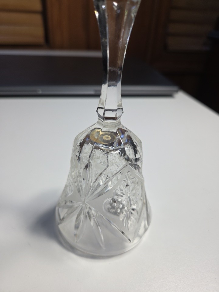 Crystal Bell, Star And Flower Cut Glass Pattern, 5 Inches Tall