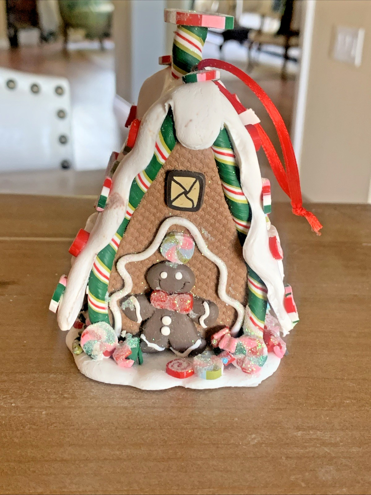 Kurt Adler Cookie Candy Cane Gingerbread House Christmas Ornaments Set of 4