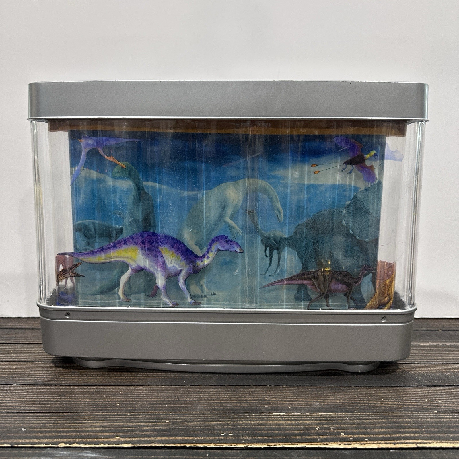Vintage Dinosaur Motion Lamp Dual Sided Rotating Panorama Night Light *READ*