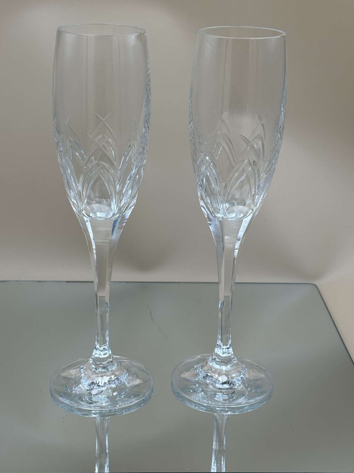 Towle Champagne Flutes Glasses TOC4 Cut Glass Arch New Other Set Of 2