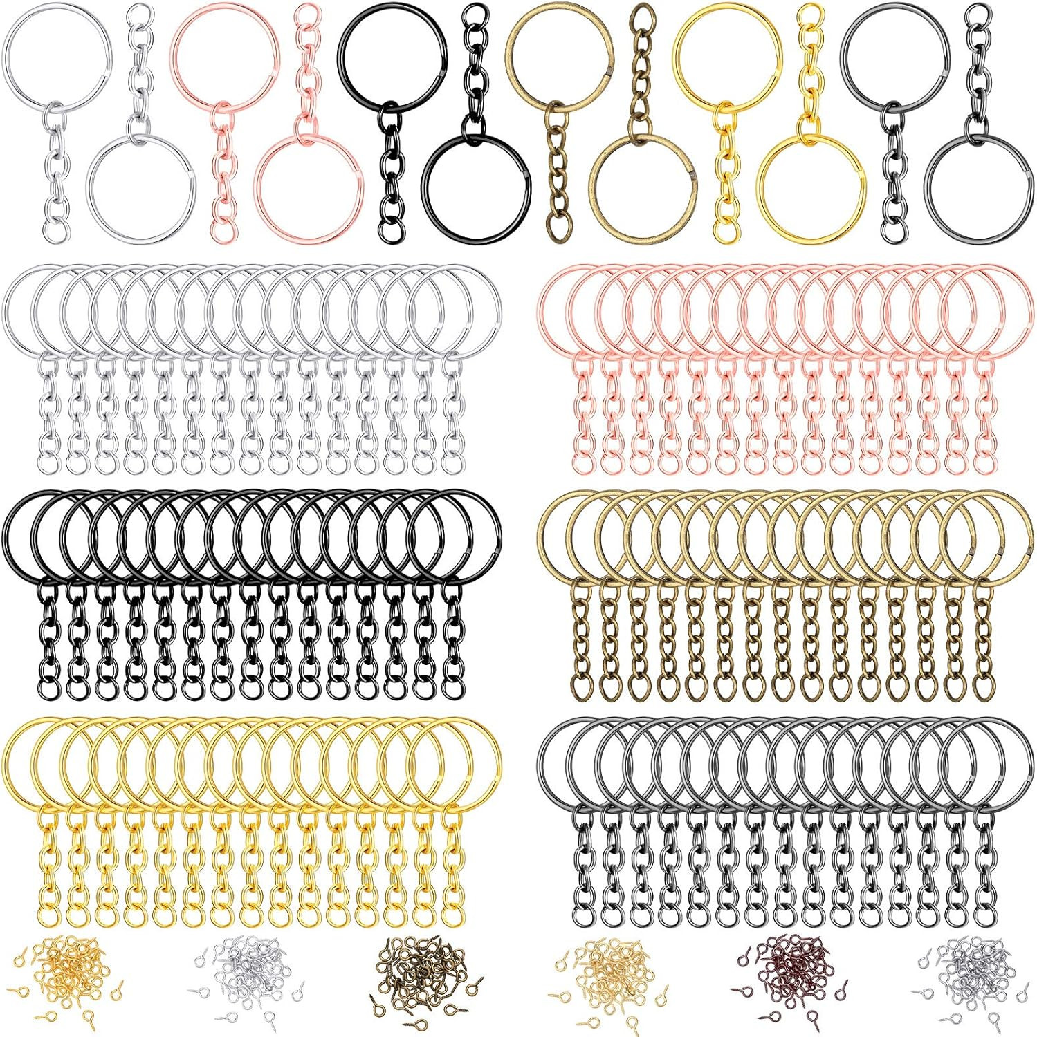 360 Pcs Key Rings for Crafts Keychain Making Kit Including 90 Open Jump Rings Co