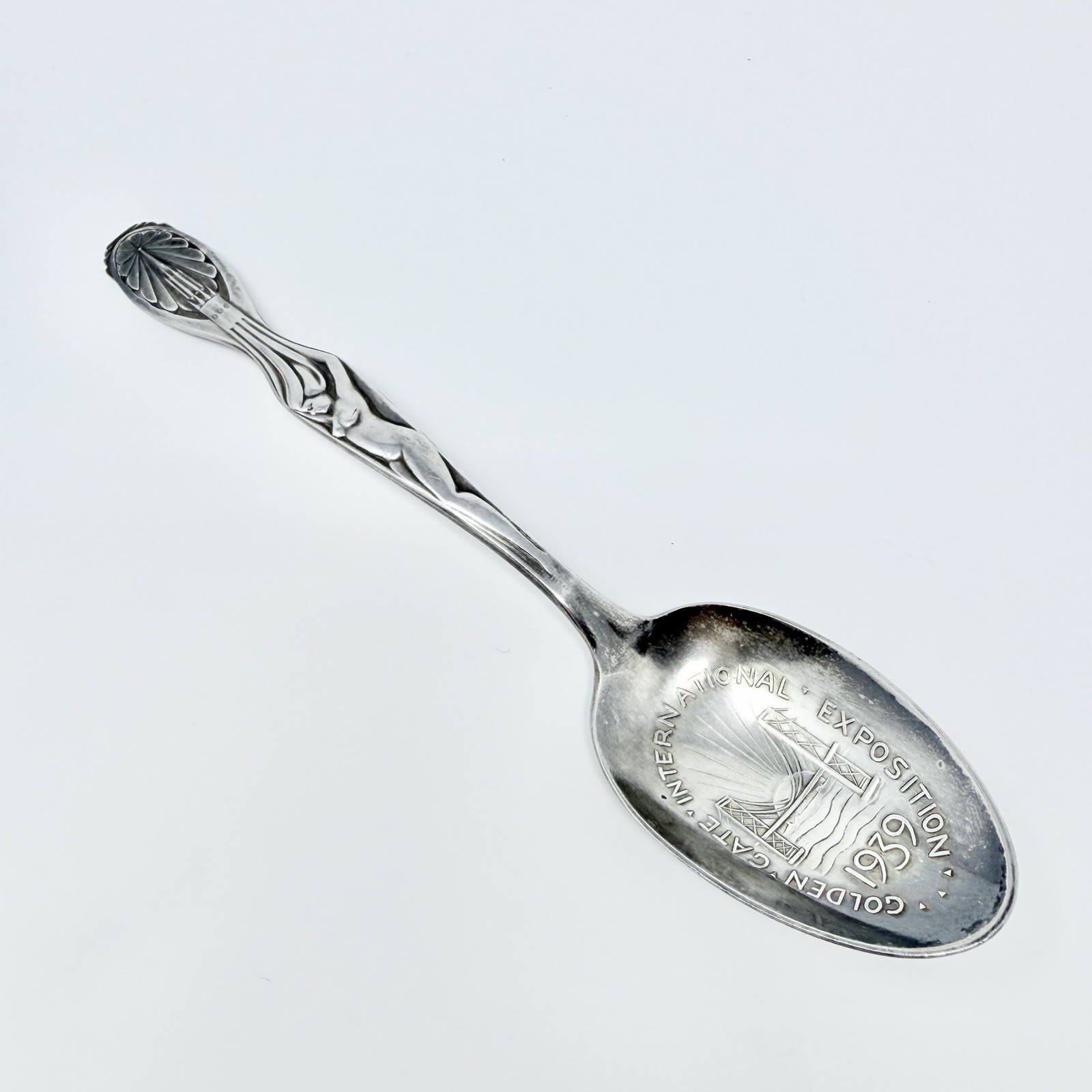 Vintage 1939 Golden Gate Int. Exposition Art Deco Nude Figure Souvenir Spoon