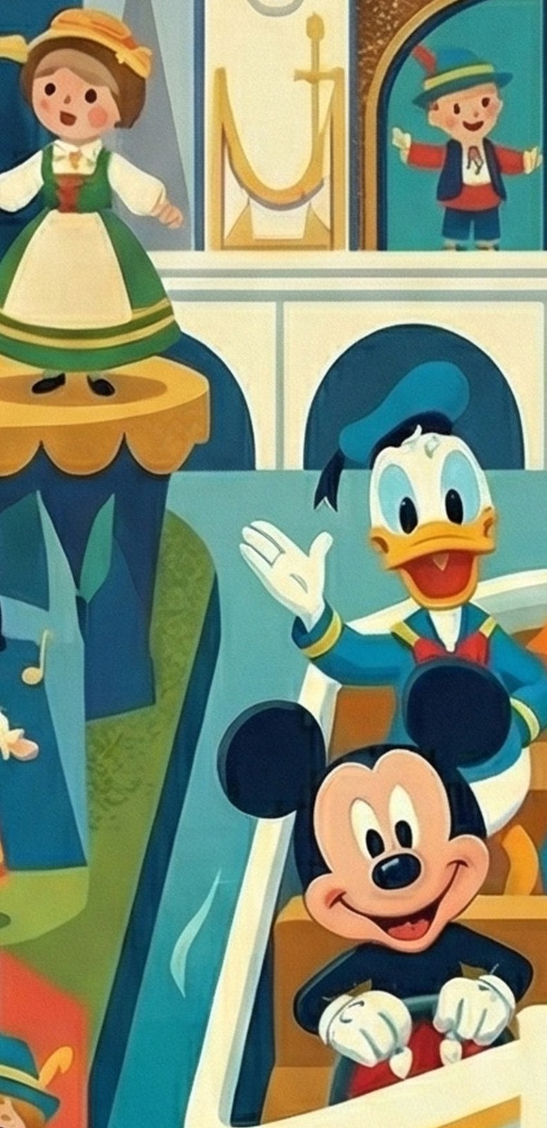 Disney Small World It’s a Small World 11×17 Poster Modern Retro Line Art