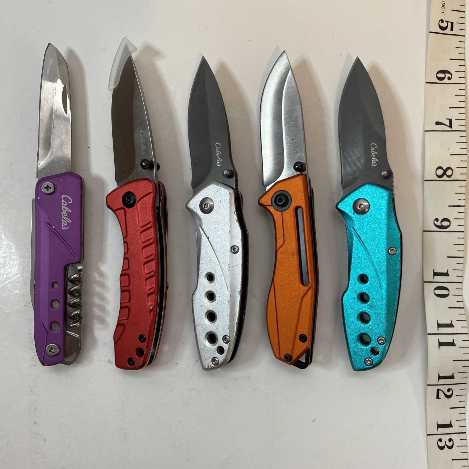 Cabela’s Knife Lot of 5 – Multi-color Pocket Knives