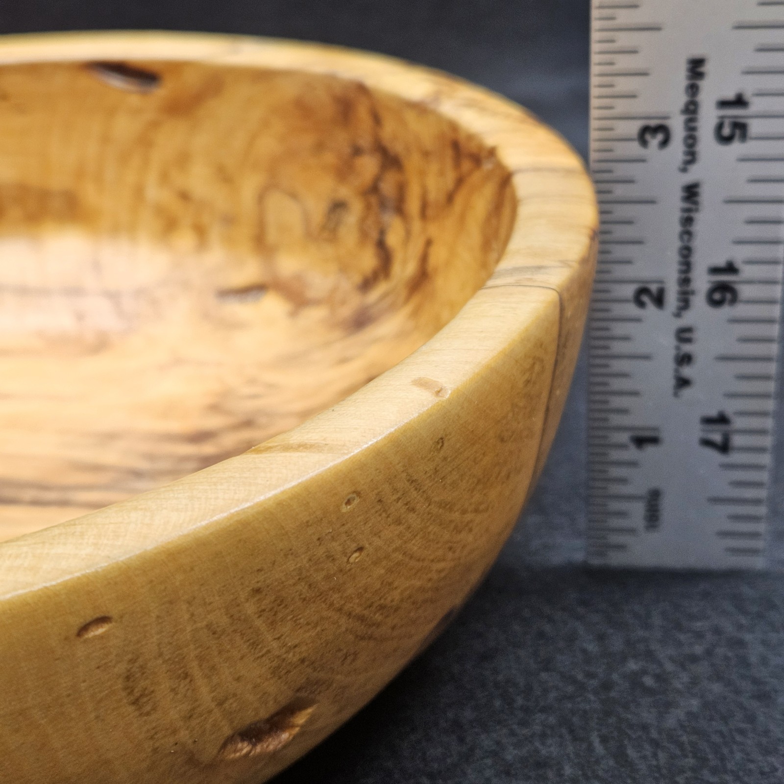 Vintage Hand Turned 7 3/4 Inch Ambrosia Maple Wood Bowl by EH Borger Signed