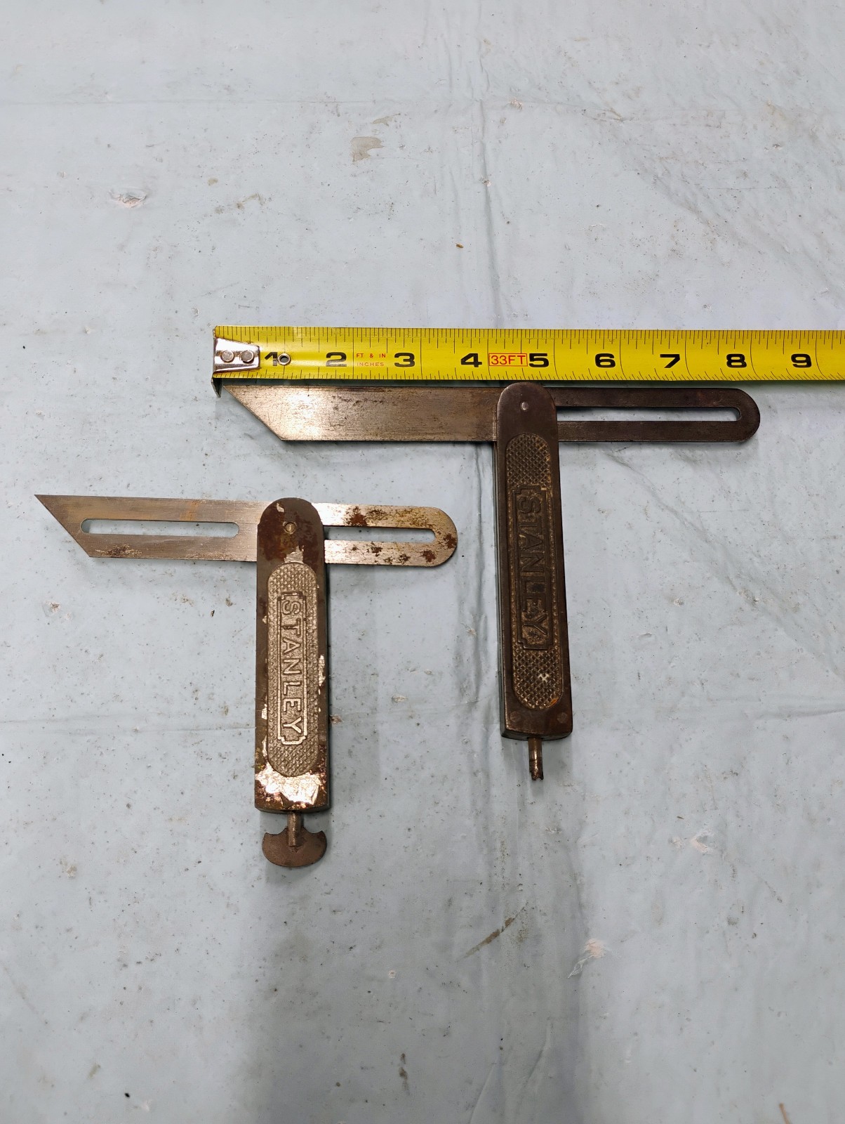 Two Stanley No. 18 Nickel Plated Bevel Squares Pat. 7-14-08