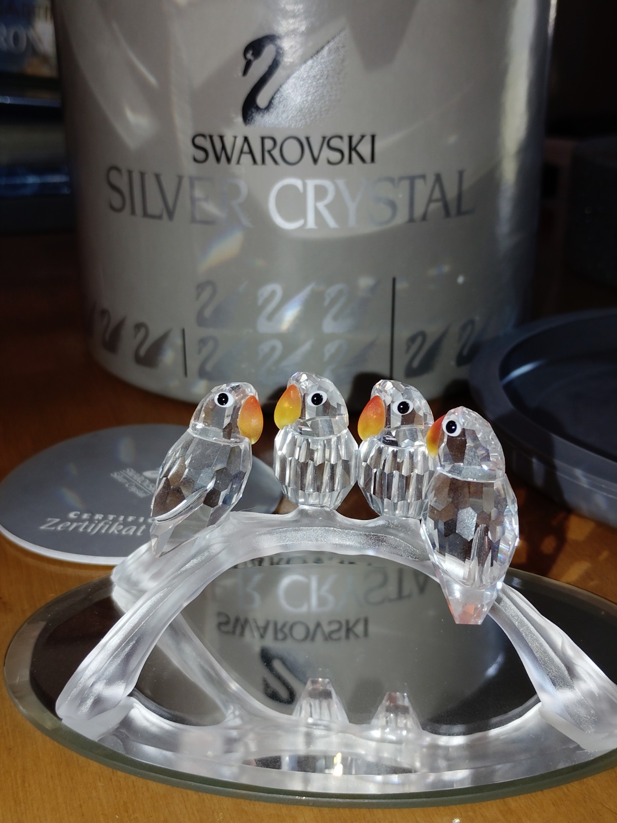 VTG SWAROVSKI CRYSTAL LOVE BIRDS FOUR BIRDS ON A BRANCH 4″