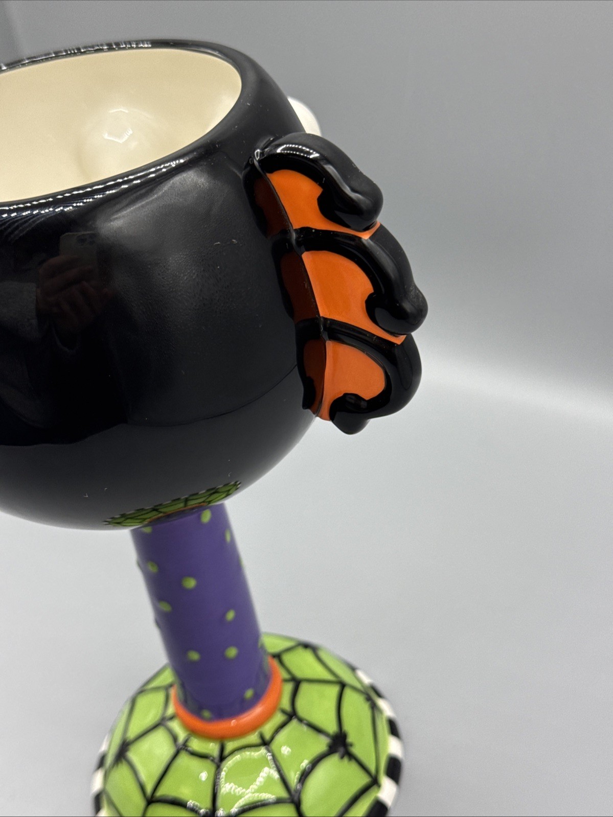 Department 56 Halloween Monster Goblet Mug Spider Web Base 9” Hand Wash Only