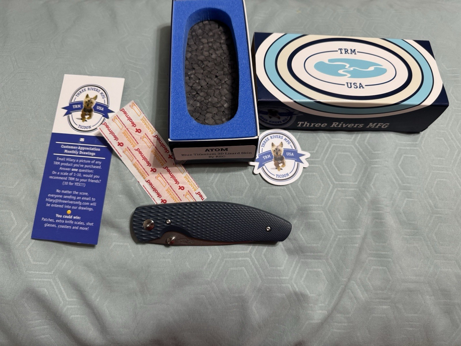 Three Rivers Manufacturing TRM Atom 20CV Full Blue Titanium Lizard Scale