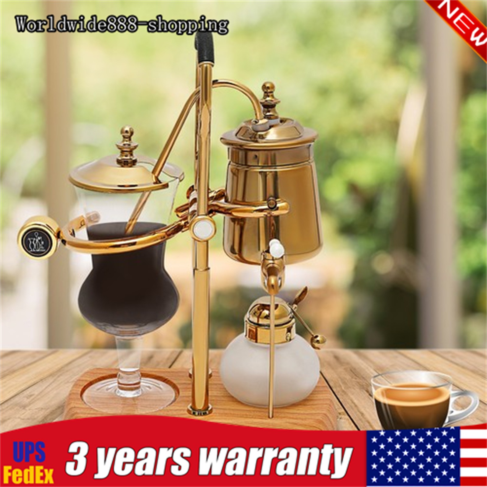 15OZ Royal Belgian Belgium Balance Syphon Coffee Maker Siphon Brewer Golden