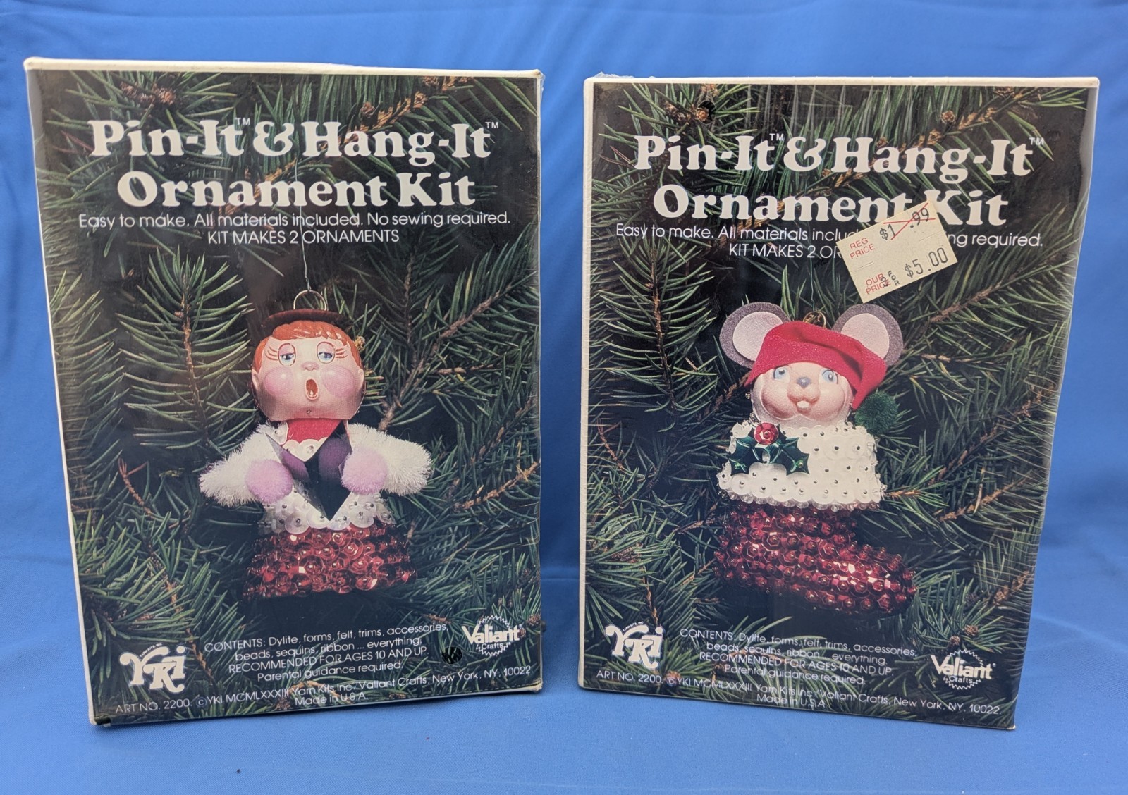 Lot of 2 New Vintage NOS Christmas Ornament Craft Kits Valiant YKI