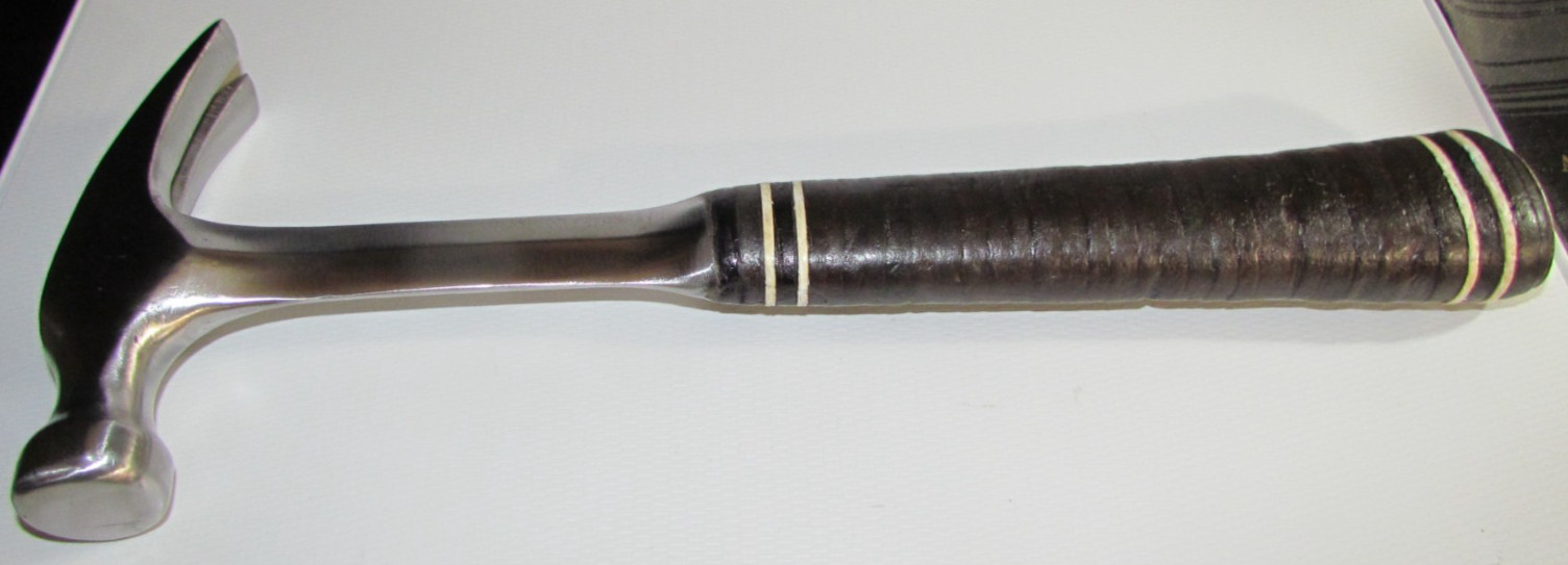 Vintage Malco 1960s Straight Claw Genuine Leather Handle Hammer 16 oz (Estwing)