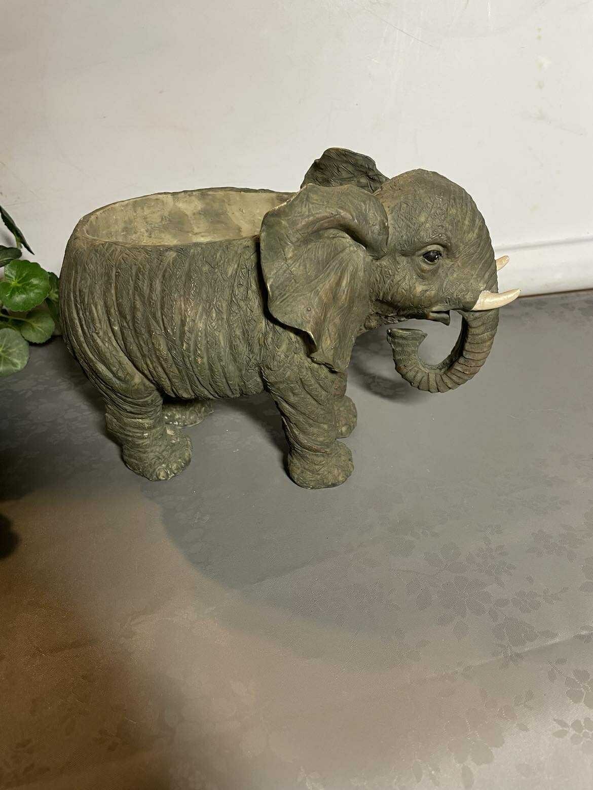 elephant ceramic pottery garden planter with plant included