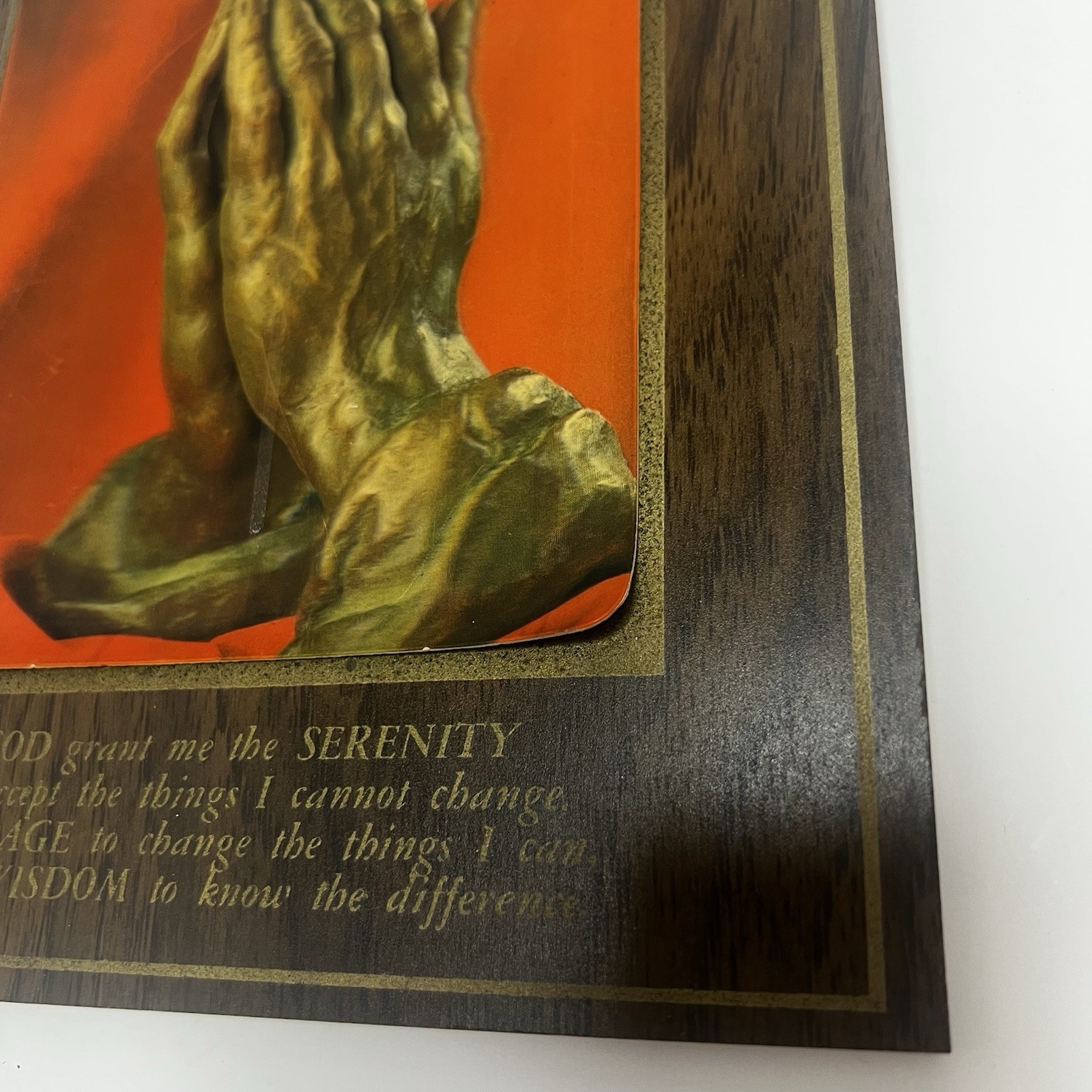 Albrecht Dürer Praying Hands 3D Serenity Prayer Wooden Plaque Religious Hologram