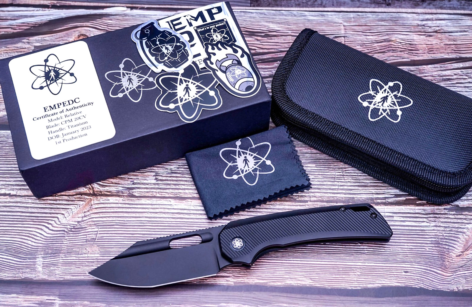 EMP EDC Relative Blackout, Black CPM-20CV, Black Titanium Handle Scales, SN #010