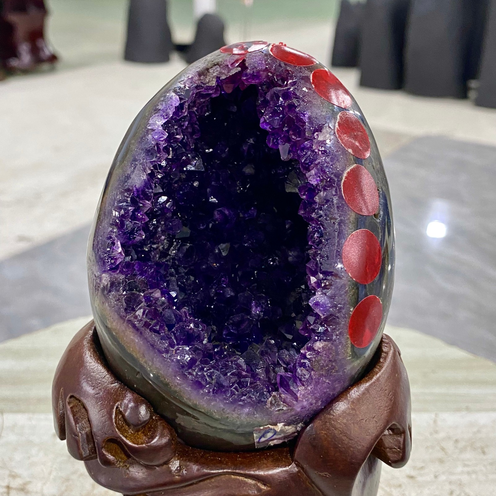 2.4LB natural rare amethyst Dinosaur egg Quartz Crystal specimen healing+stand