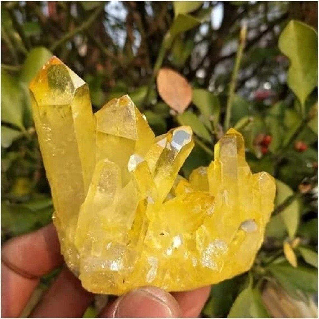 80-120g Aura Yellow Crystal Titanium Quartz Cluster Healing Mineral Specimen