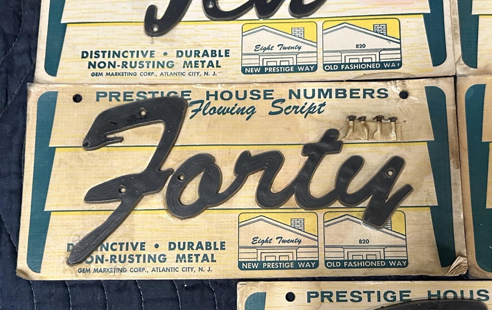 NOS Metal Mid Century Modern MCM Flowing Script Style House Address Numbers Lot
