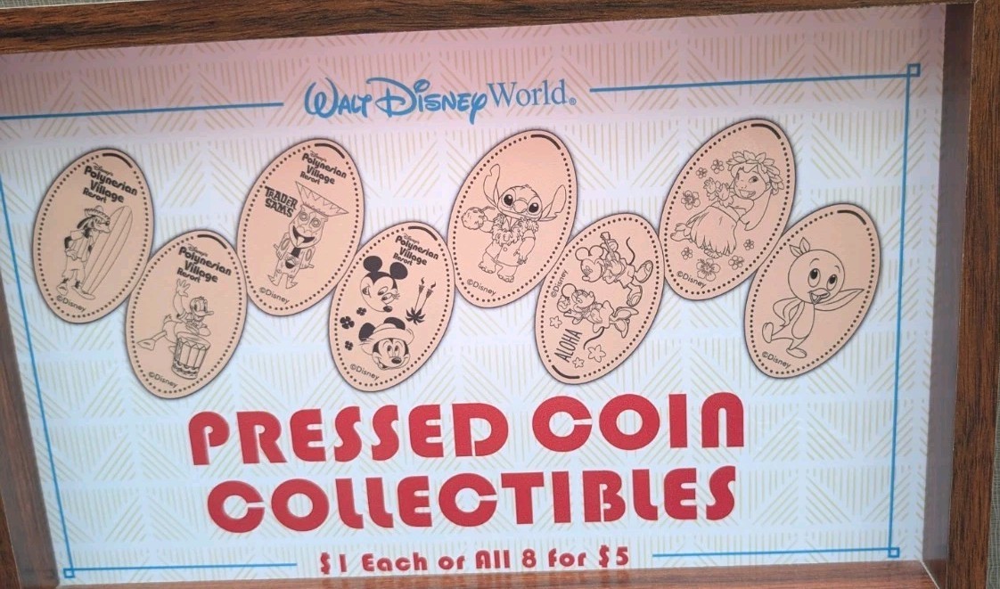 Disney World Smashed Pressed Elongated Polynesian Village Resort Penny Set Of 8