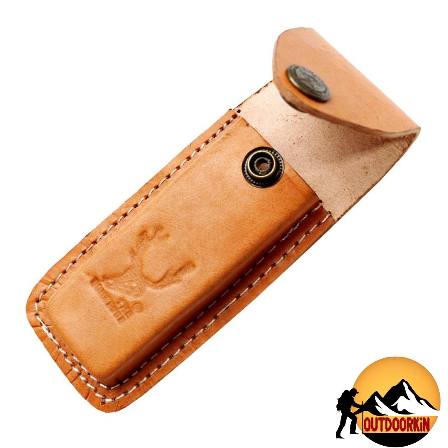 TheBoneEdge Camel 4″ Leather Pouch for Folding Pocket Knife with Belt Loop