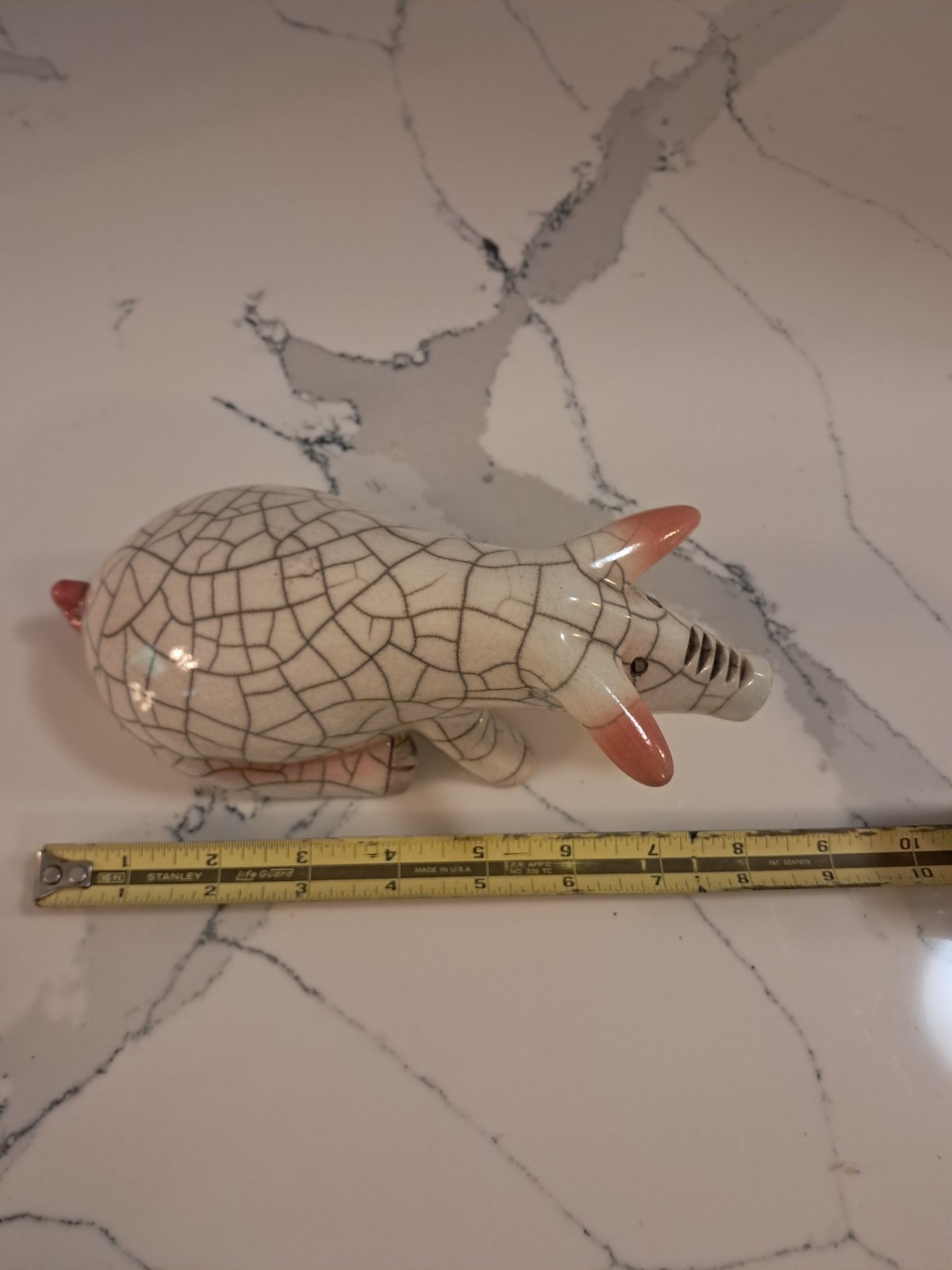 Sitting Pig Crackling Vintage Clay Western Cape Africa Porcupine Ceramics….GA4