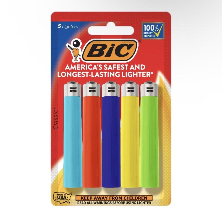 💢🔥BIC Lighter ~ 🟢Assorted Random Colors 5-Pk of Lighters 🟣Colors Vary🔥💢NiB