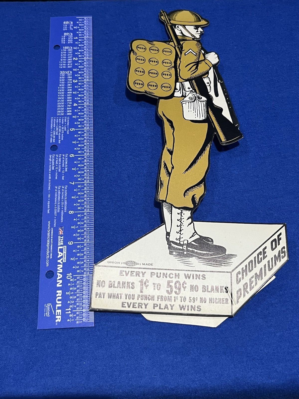 Vintage WW2 US Soldier Punchboard Countertop Game Military Homefront