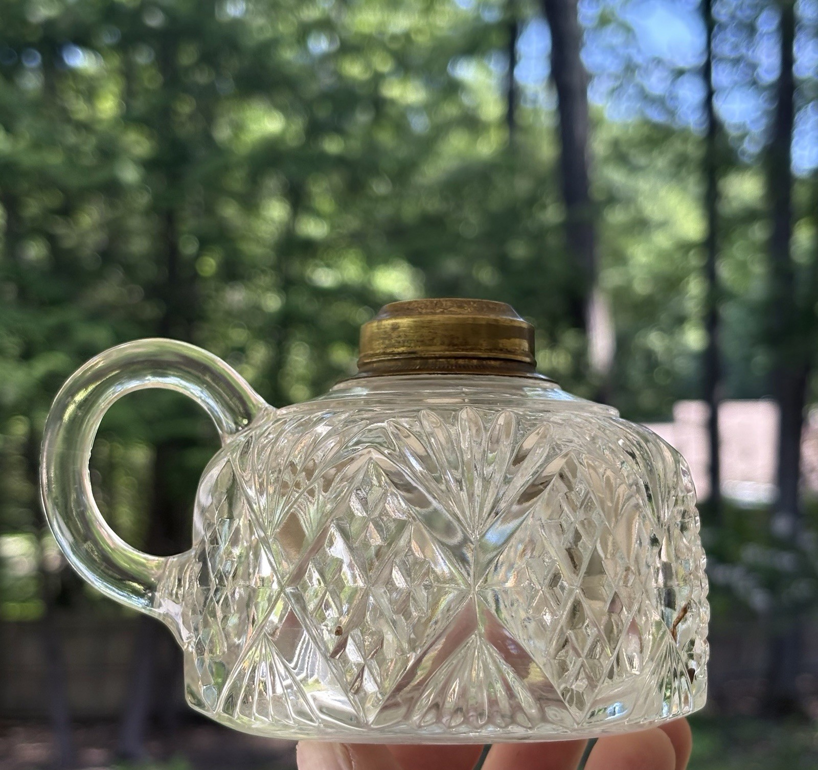 Antique ABP American Brilliant Cut Glass Hawkes or Dorflinger Oil Finger Lamp