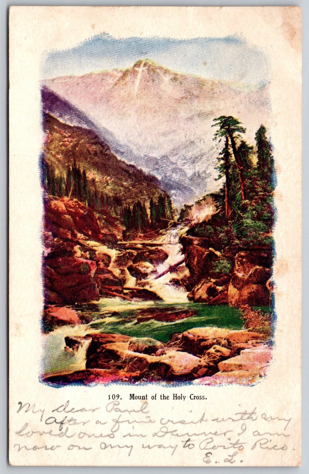 Mt of the Holy Cross Colorado Vintage Postcard 1907+ Posted AA216